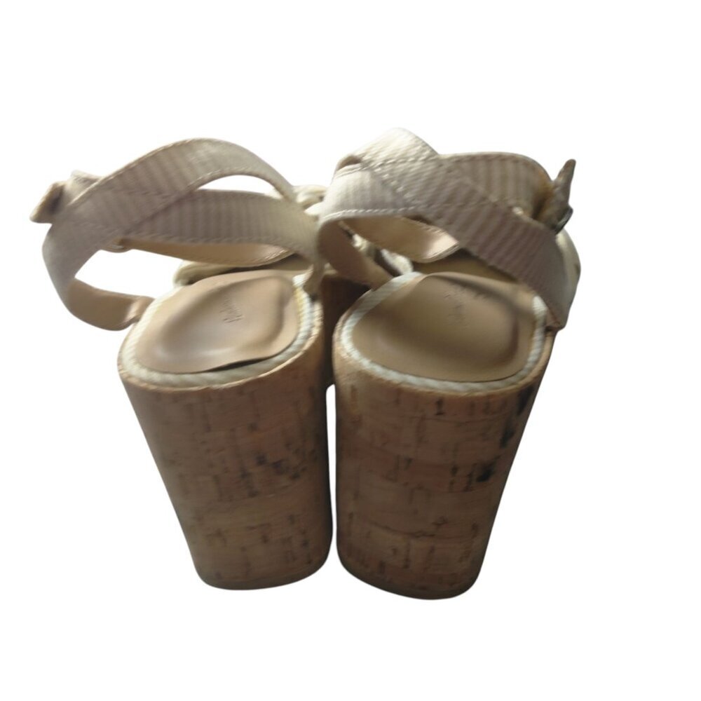 Universal Thread Women's Size 6 Cork Wedge High Heel Platform Sandals Beige - Picture 4 of 6